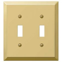 Hampton Bay Metallic 2 Gang Toggle Steel Wall Plate - Polished Brass