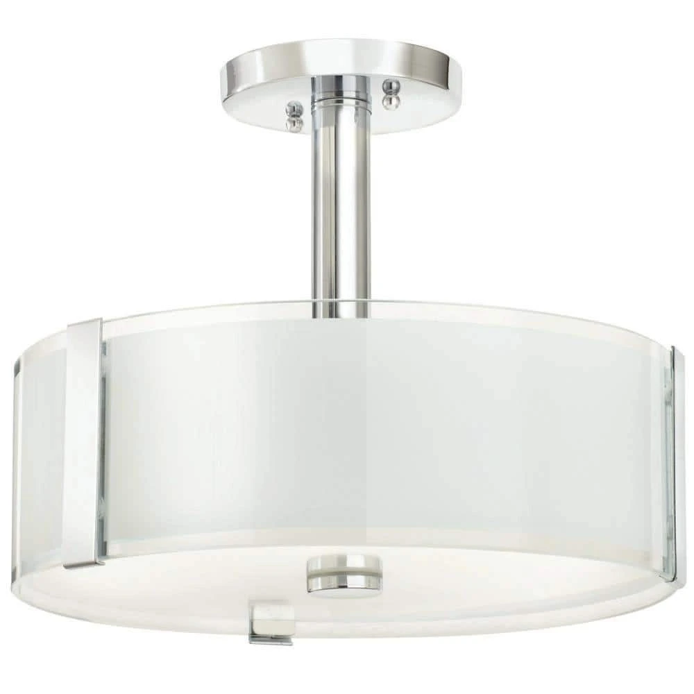 Hampton Bay Bourland 14 in. 3-Light Polished Chrome Semi-Flush Mount Kitchen Ceiling Light Fixture 1 Hampton Bay Bourland 14 in. 3-Light Polished Chrome Semi-Flush Mount Kitchen Ceiling Light Fixture