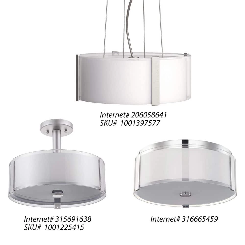 Hampton Bay Bourland 14 in. 3-Light Polished Chrome Semi-Flush Mount Kitchen Ceiling Light Fixture 4 Hampton Bay Bourland 14 in. 3-Light Polished Chrome Semi-Flush Mount Kitchen Ceiling Light Fixture - Image 4