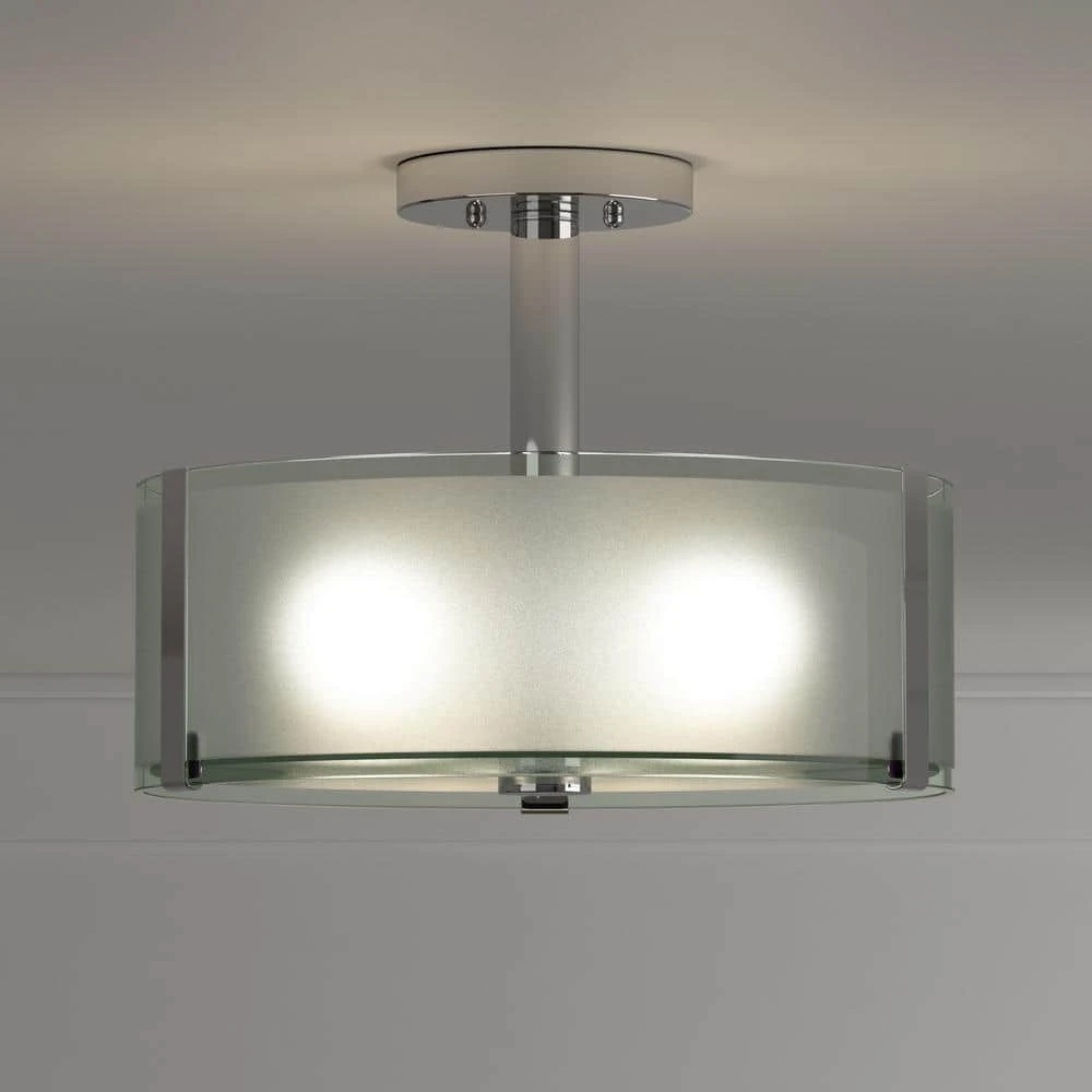Hampton Bay Bourland 14 in. 3-Light Polished Chrome Semi-Flush Mount Kitchen Ceiling Light Fixture 6 Hampton Bay Bourland 14 in. 3-Light Polished Chrome Semi-Flush Mount Kitchen Ceiling Light Fixture - Image 6