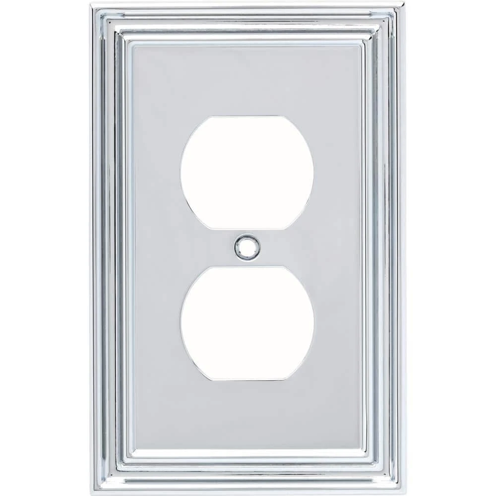 Hampton Bay Chrome 1-Gang Duplex Outlet Wall Plate (1-Pack) 1 Hampton Bay Chrome 1-Gang Duplex Outlet Wall Plate (1-Pack)