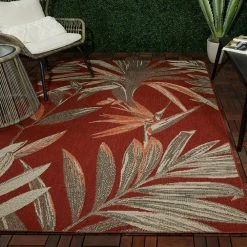 Hampton Bay Palm Red 5 ft. x 7 ft. Indoor/Outdoor Area Rug -Hampton Bay Shop red hampton bay outdoor rugs 3091140 31 1000