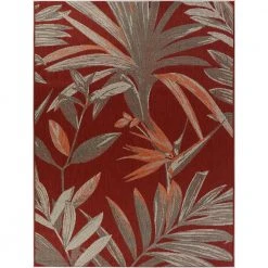Hampton Bay Palm Red 8 ft. x 10 ft. Indoor/Outdoor Area Rug