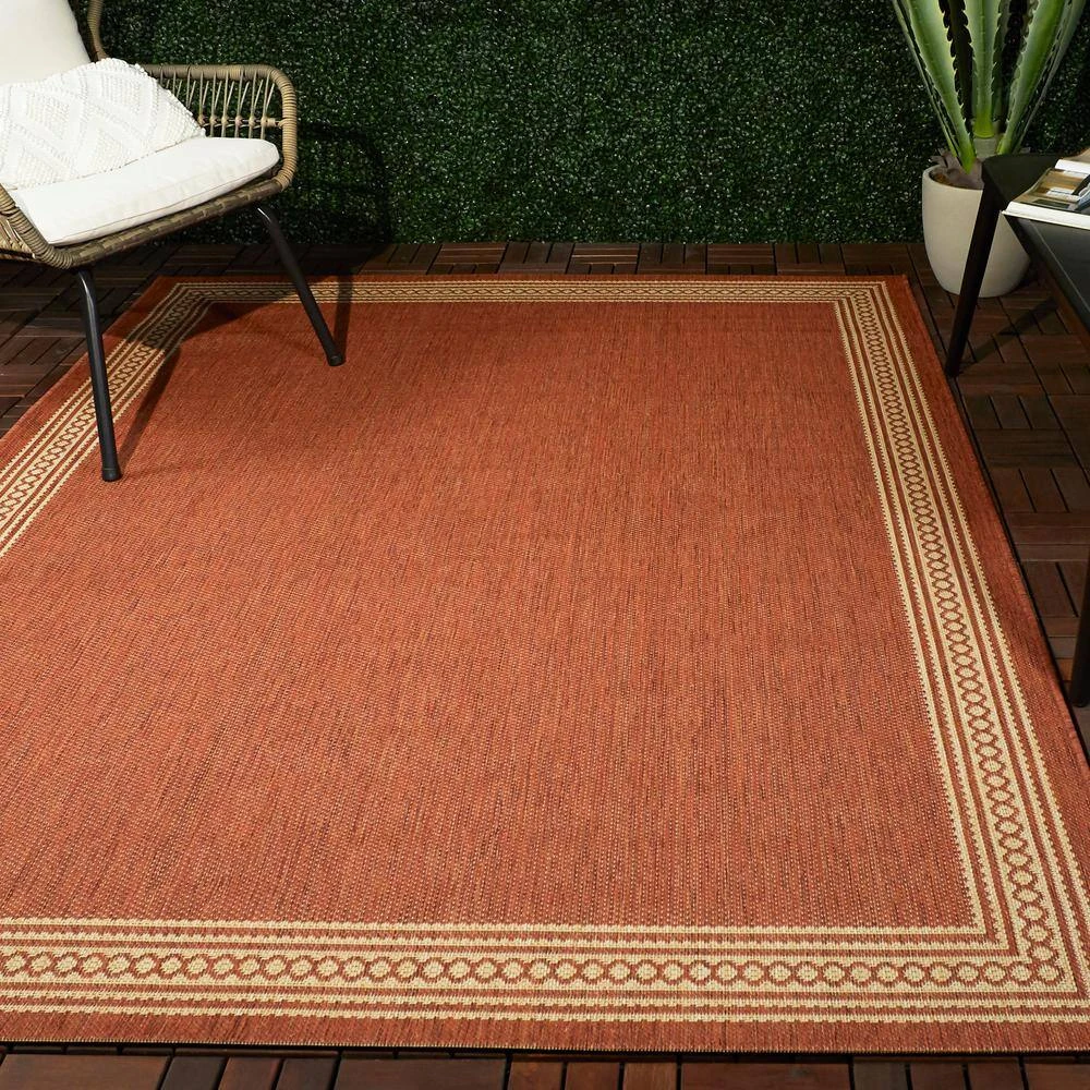 Hampton Bay Rust with Tan Border 9 ft. 2 in. x 12 ft. Indoor/Outdoor Area Rug 8 Hampton Bay Rust with Tan Border 9 ft. 2 in. x 12 ft. Indoor/Outdoor Area Rug - Image 8