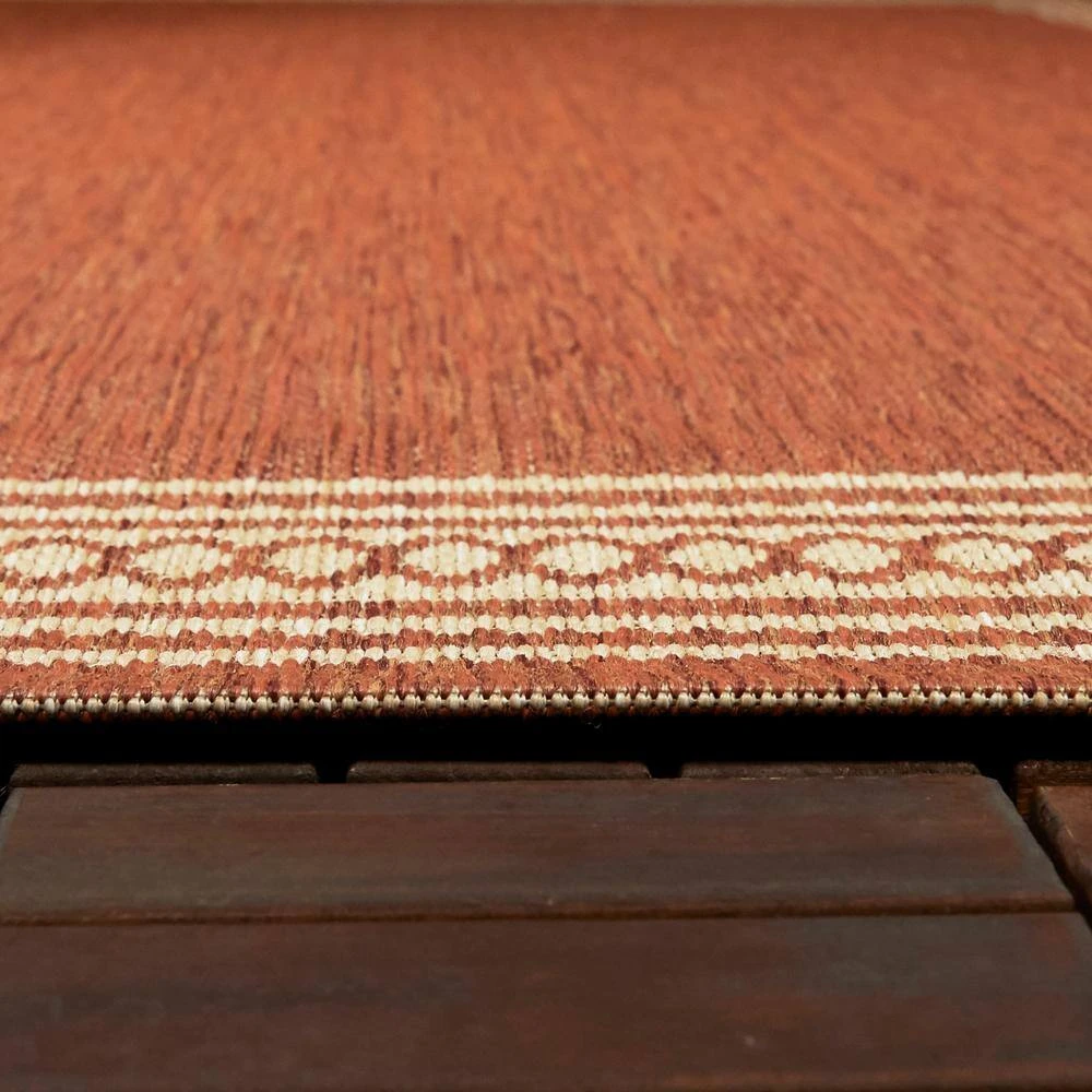 Hampton Bay Rust with Tan Border 9 ft. 2 in. x 12 ft. Indoor/Outdoor Area Rug 3 Hampton Bay Rust with Tan Border 9 ft. 2 in. x 12 ft. Indoor/Outdoor Area Rug - Image 3