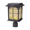 Hampton Bay Solar Outdoor Hand-Painted Sanded Iron Post Lantern with Seedy Glass Shade