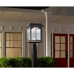 Hampton Bay Solar Outdoor Hand-Painted Sanded Iron Post Lantern with Seedy Glass Shade -Hampton Bay Shop sanded iron hampton bay post lanterns 46240 300ps c3 1000