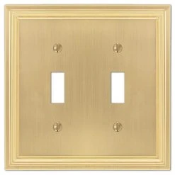Hampton Bay Hallcrest 2 Gang Toggle Metal Wall Plate - Satin Brass