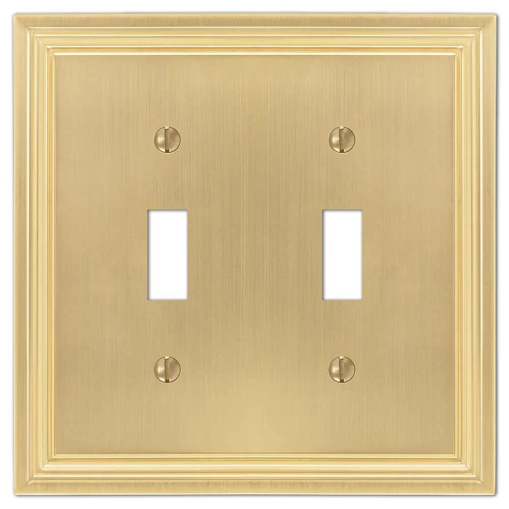 Hampton Bay Hallcrest 2 Gang Toggle Metal Wall Plate - Satin Brass 1 Hampton Bay Hallcrest 2 Gang Toggle Metal Wall Plate - Satin Brass