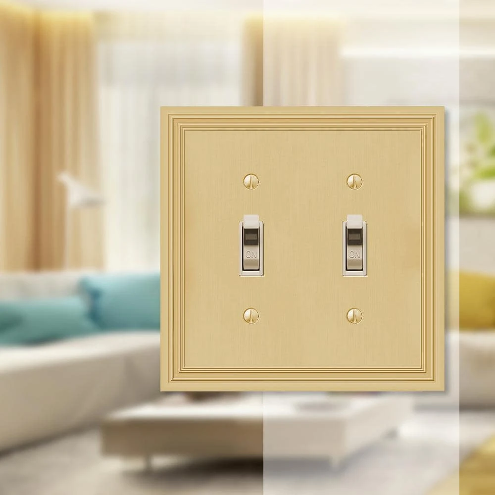 Hampton Bay Hallcrest 2 Gang Toggle Metal Wall Plate - Satin Brass 2 Hampton Bay Hallcrest 2 Gang Toggle Metal Wall Plate - Satin Brass - Image 2