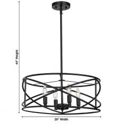 Hampton Bay Hastings 4-Light Satin Bronze Industrial Caged Drum Chandelier -Hampton Bay Shop satin bronze hampton bay chandeliers hb2591 34 40 1000