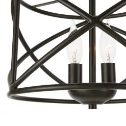 Hampton Bay Hastings 4-Light Satin Bronze Industrial Caged Drum Chandelier -Hampton Bay Shop satin bronze hampton bay chandeliers hb2591 34 a0 1000