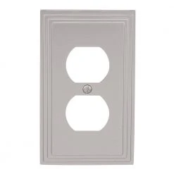 Hampton Bay Satin Nickel Tiered 1-Gang Duplex Metal Wall Plate (4-Pack) -Hampton Bay Shop satin nickel hampton bay outlet wall plates 84dnhb 4 40 1000