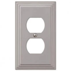 Hampton Bay Satin Nickel Tiered 1-Gang Duplex Metal Wall Plate (4-Pack)