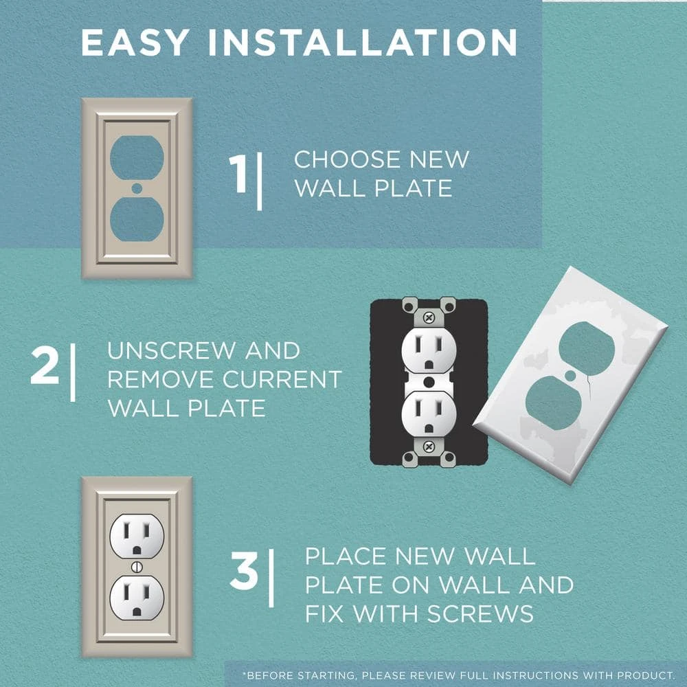Hampton Bay Nickel 1-Gang Duplex Outlet Wall Plate (1-Pack) 5 Hampton Bay Nickel 1-Gang Duplex Outlet Wall Plate (1-Pack) - Image 5