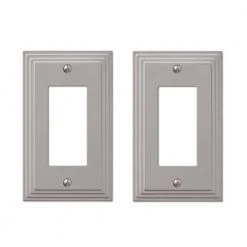 Hampton Bay Tiered 1 Gang Rocker Metal Wall Plate - Satin Nickel (2-Pack)