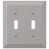 Hampton Bay Tiered 2 Gang Toggle Metal Wall Plate - Satin Nickel
