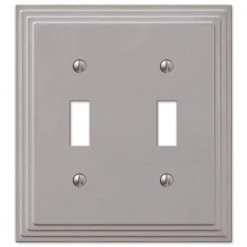 Hampton Bay Tiered 2 Gang Toggle Metal Wall Plate - Satin Nickel