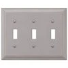 Hampton Bay Tiered 3 Gang Toggle Metal Wall Plate - Satin Nickel