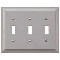 Hampton Bay Tiered 3 Gang Toggle Metal Wall Plate - Satin Nickel