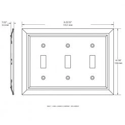 Hampton Bay Nickel 3-Gang 3-Toggle Wall Plate (1-Pack) -Hampton Bay Shop satin nickel hampton bay toggle light switch plates w10599 sn ch 76 1000