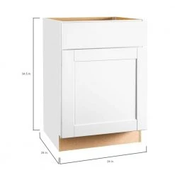Hampton Bay Shaker Satin White Stock Assembled Base Kitchen Cabinet with Ball-Bearing Drawer Glides (24 in. x 34.5 in. x 24 in.) -Hampton Bay Shop satin white hampton bay assembled kitchen cabinets kb24 ssw 40 1000