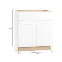 Hampton Bay Hampton Satin White Raised Panel Stock Assembled Base Kitchen Cabinet with Drawer Glides (30 in. x 34.5 in. x 24 in.) 17 Hampton Bay Hampton Satin White Raised Panel Stock Assembled Base Kitchen Cabinet with Drawer Glides (30 in. x 34.5 in. x 24 in.) -Hampton Bay Shop satin white hampton bay assembled kitchen cabinets kb30 sw 40 1000