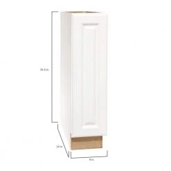 Hampton Bay Hampton Satin White Raised Panel Stock Assembled Base Kitchen Cabinet (9 in. x 34.5 in. x 24 in.) -Hampton Bay Shop satin white hampton bay assembled kitchen cabinets kbf09 sw 40 1000