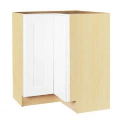 Hampton Bay Shaker Satin White Stock Assembled Lazy Susan Corner Base Kitchen Cabinet (28.5 in. x 34.5 in. x16.5 in.)