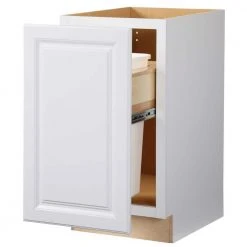 Hampton Bay Hampton Satin White Raised Panel Stock Assembled Pull Out Trash Can Base Kitchen Cabinet (18 in. x 34.5 in. x 24 in.) 27 Hampton Bay Hampton Satin White Raised Panel Stock Assembled Pull Out Trash Can Base Kitchen Cabinet (18 in. x 34.5 in. x 24 in.) -Hampton Bay Shop satin white hampton bay assembled kitchen cabinets kbw18 sw 76 1000