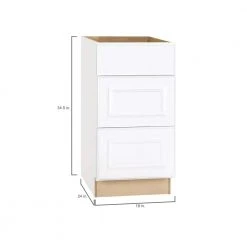 Hampton Bay Hampton Satin White Raised Panel Assembled Drawer Base Kitchen Cabinet with Drawer Glides (18 in. x 34.5 in. x 24 in.) -Hampton Bay Shop satin white hampton bay assembled kitchen cabinets kdb18 sw 40 1000