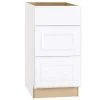 Hampton Bay Hampton Satin White Raised Panel Assembled Drawer Base Kitchen Cabinet with Drawer Glides (18 in. x 34.5 in. x 24 in.)