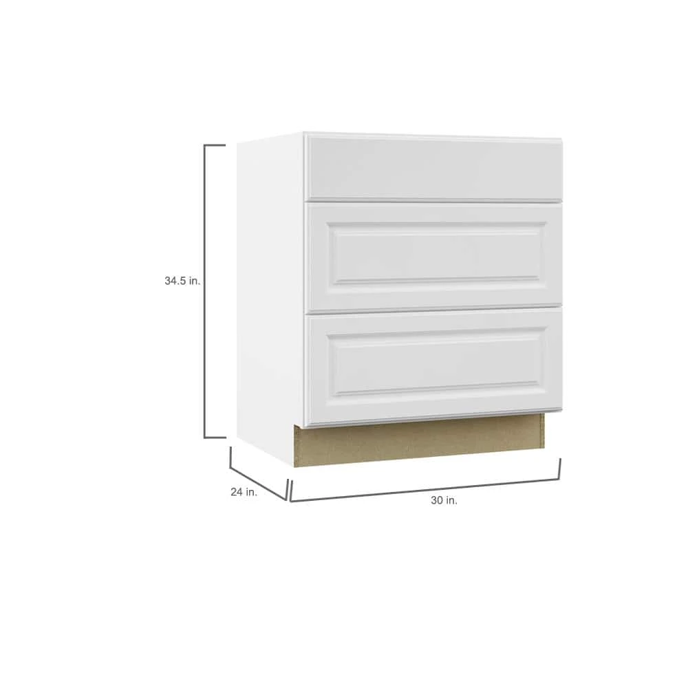Hampton Bay Hampton Satin White Raised Panel Stock Assembled Pots and Pans Drawer Base Kitchen Cabinet (30 in. x 34.5 in. x 24 in.) 13 Hampton Bay Hampton Satin White Raised Panel Stock Assembled Pots and Pans Drawer Base Kitchen Cabinet (30 in. x 34.5 in. x 24 in.) - Image 13