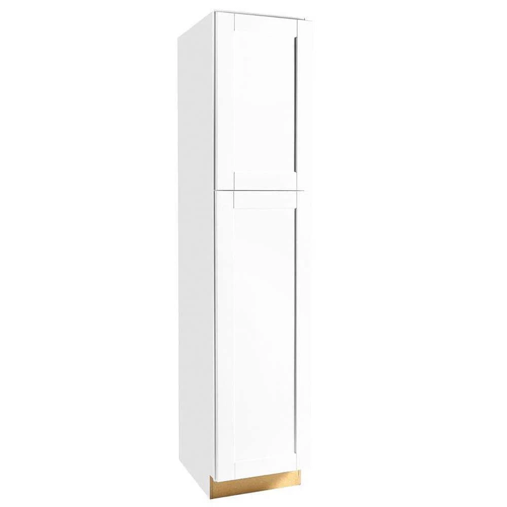 Hampton Bay Shaker Satin White Stock Assembled Pantry Kitchen Cabinet (18 in. x 84 in. x 24 in.) 1 Hampton Bay Shaker Satin White Stock Assembled Pantry Kitchen Cabinet (18 in. x 84 in. x 24 in.)