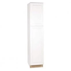 Hampton Bay Hampton Satin White Raised Panel Stock Assembled Pantry Kitchen Cabinet (18 in. x 84 in. x 24 in.)