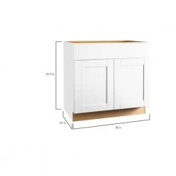 Hampton Bay Shaker Satin White Stock Assembled Sink Base Kitchen Cabinet (36 in. x 34.5 in. x 24 in.) -Hampton Bay Shop satin white hampton bay assembled kitchen cabinets ksb36 ssw 40 1000
