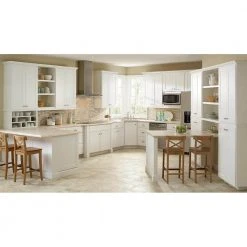 Hampton Bay Shaker Satin White Stock Assembled Sink Base Kitchen Cabinet (36 in. x 34.5 in. x 24 in.) -Hampton Bay Shop satin white hampton bay assembled kitchen cabinets ksb36 ssw 76 1000