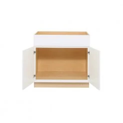 Hampton Bay Shaker Satin White Stock Assembled Sink Base Kitchen Cabinet (36 in. x 34.5 in. x 24 in.) -Hampton Bay Shop satin white hampton bay assembled kitchen cabinets ksb36 ssw 77 1000