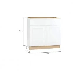 Hampton Bay Hampton Satin White Raised Panel Stock Assembled Sink Base Kitchen Cabinet (36 in. x 34.5 in. x 24 in.) -Hampton Bay Shop satin white hampton bay assembled kitchen cabinets ksb36 sw 40 1000