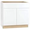 Hampton Bay Hampton Satin White Raised Panel Stock Assembled Sink Base Kitchen Cabinet (36 in. x 34.5 in. x 24 in.)