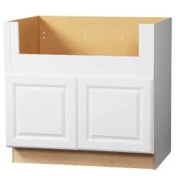 Hampton Bay Hampton Satin White Raised Panel Assembled Farmhouse Apron-Front Sink Base Kitchen Cabinet (36 in. x 34.5 in. x 24 in.)