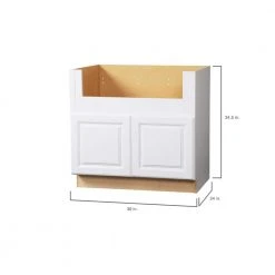 Hampton Bay Hampton Satin White Raised Panel Assembled Farmhouse Apron-Front Sink Base Kitchen Cabinet (36 in. x 34.5 in. x 24 in.) -Hampton Bay Shop satin white hampton bay assembled kitchen cabinets ksbd36 sw 76 1000