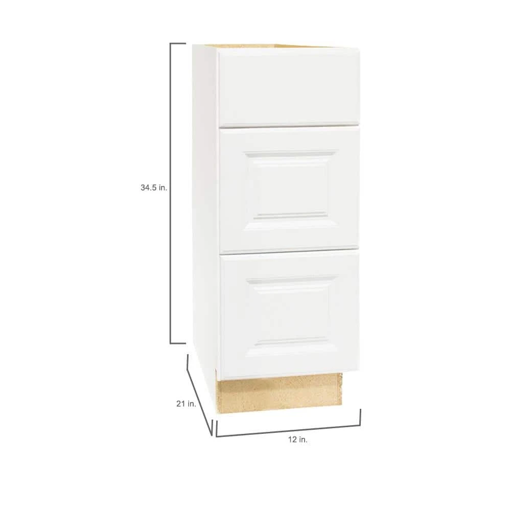 Hampton Bay Hampton Assembled 12x34.5x21 in. Bathroom Vanity Drawer Base Cabinet with Ball-Bearing Drawer Glides in Satin White 3 Hampton Bay Hampton Assembled 12x34.5x21 in. Bathroom Vanity Drawer Base Cabinet with Ball-Bearing Drawer Glides in Satin White - Image 3