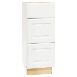 Hampton Bay Hampton Assembled 12x34.5x21 in. Bathroom Vanity Drawer Base Cabinet with Ball-Bearing Drawer Glides in Satin White
