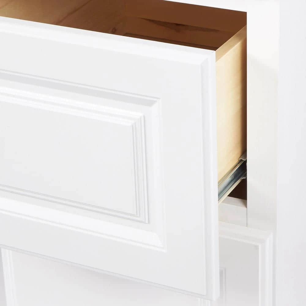 Hampton Bay Hampton Assembled 12x34.5x21 in. Bathroom Vanity Drawer Base Cabinet with Ball-Bearing Drawer Glides in Satin White 5 Hampton Bay Hampton Assembled 12x34.5x21 in. Bathroom Vanity Drawer Base Cabinet with Ball-Bearing Drawer Glides in Satin White - Image 5