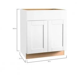 Hampton Bay Shaker Assembled 30 x 34.5 x 21 in. Bathroom Vanity Base Cabinet in Satin White -Hampton Bay Shop satin white hampton bay assembled kitchen cabinets kvsb30 ssw 40 1000