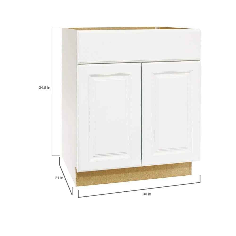 Hampton Bay Hampton Assembled 30 in. x 34.5 in. x 21 in. Bathroom Vanity Base Cabinet in Satin White 3 Hampton Bay Hampton Assembled 30 in. x 34.5 in. x 21 in. Bathroom Vanity Base Cabinet in Satin White - Image 3