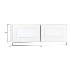 Hampton Bay Hampton Satin White Raised Panel Stock Assembled Wall Bridge Kitchen Cabinet (30 in. x 12 in. x 12 in.) -Hampton Bay Shop satin white hampton bay assembled kitchen cabinets kw3012 sw 40 1000