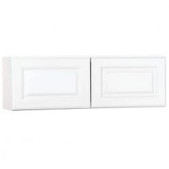 Hampton Bay Hampton Satin White Raised Panel Stock Assembled Wall Bridge Kitchen Cabinet (30 in. x 12 in. x 12 in.)