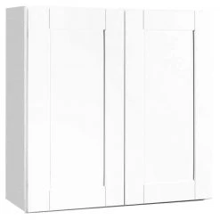 Hampton Bay Shaker Satin White Stock Assembled Wall Kitchen Cabinet (30 in. x 30 in. x 12 in.)